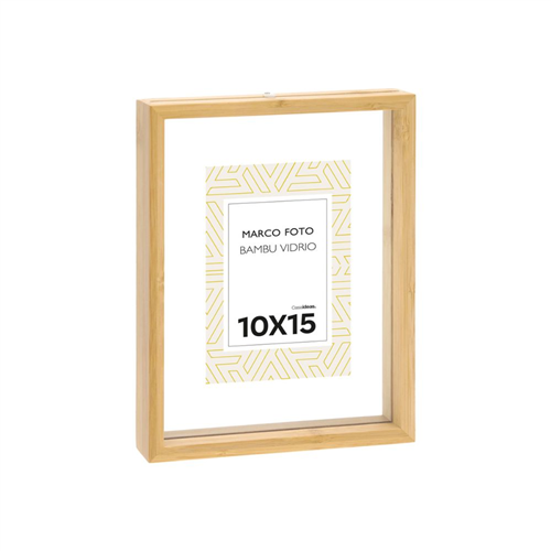 Portarretrato Bambú Doble Vidrio 18x4x23 cm