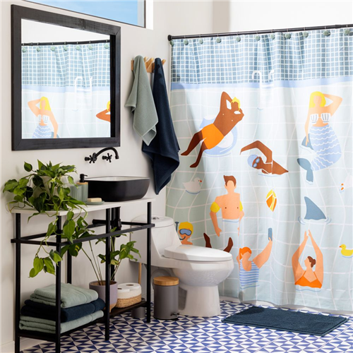 Cortina de Baño algodón Estampado 180x190 cm