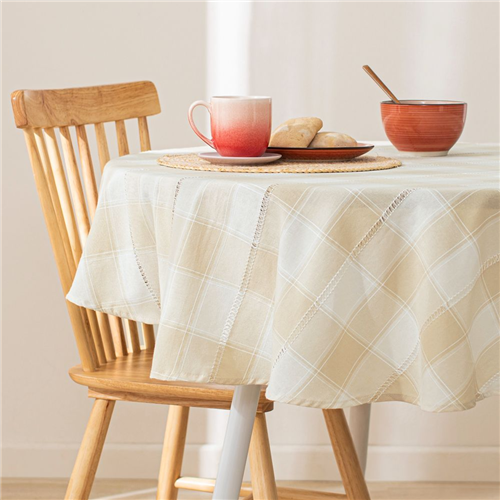 Mantel a cuadros tejido diámetro 150 cm