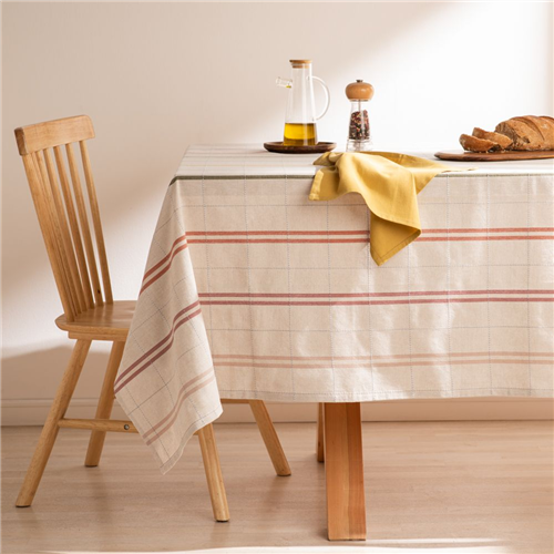 Mantel de algodón tejido con líneas 150x150 cm