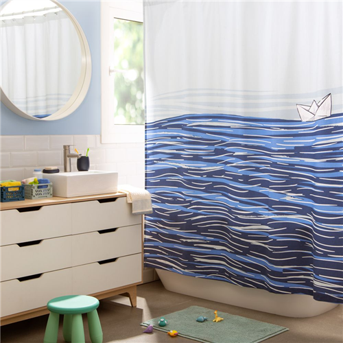 Cortina de baño de algodón estampado 180x190 cm