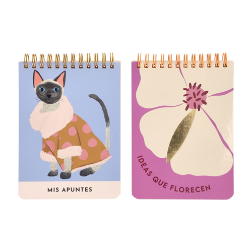 Set 2 libretas espiral 80 hojas 11x16 cm