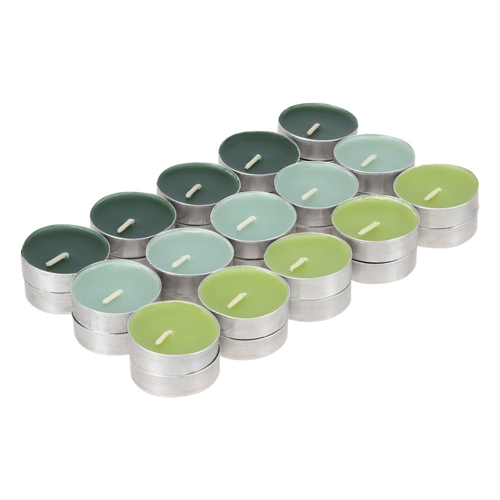 Set 30 Velas tealight con colores y aroma té verde