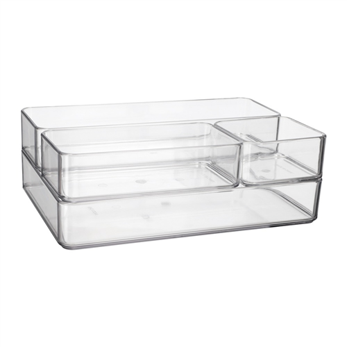 Set de 4 bandejas organizadoras de plástico