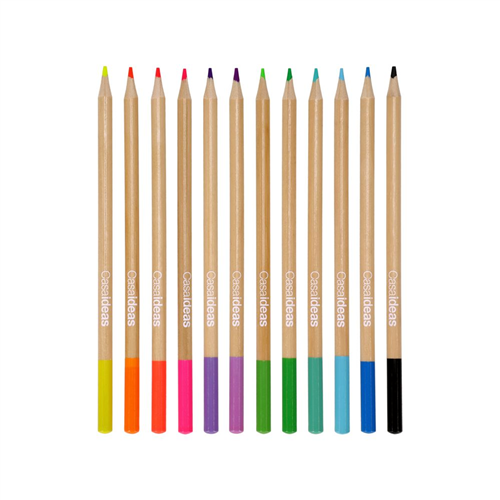 Set de 12 lápices de madera con colores neón