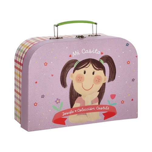 Maleta con dormitorio y muñeca Josefa de madera