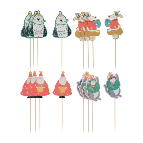 Set de 16 Figuras de Papel con Diseño Navideño 12x21 cm