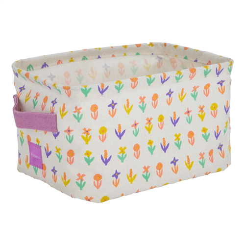 Organizador de algodón Blanco con Diseño de Flores 16x24x14 cm