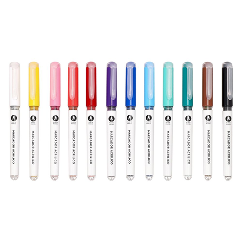 Set 12 marcadores acrílicos punta pincel