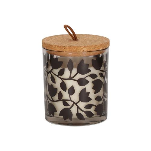 Vela de vidrio y tapa de corcho vainilla coco 8x9 cm