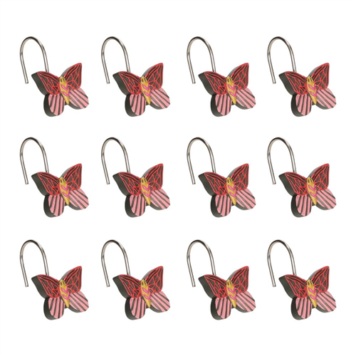 Set 12 ganchos de cortina baño con diseño