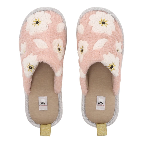 Pantufla bordada peluda talla 24-25 cm