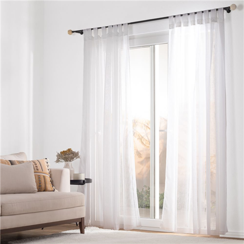 Set 2 Cortinas Visillo Velo Tipo Lino con Presillas 140x240 cm
