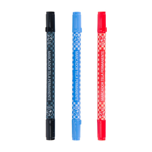 Set 3 marcadores para tela con doble punta