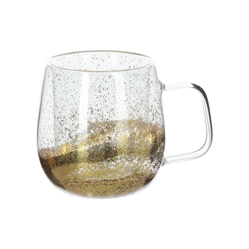 Taza de vidrio con glitter 340 ml
