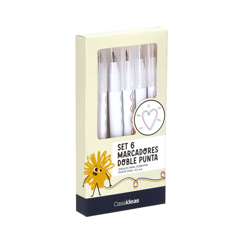 Set de 6 marcadores doble línea