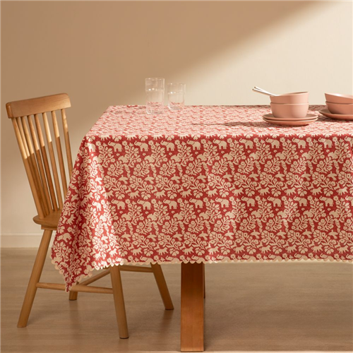 Mantel de algodón con diseño y bordes 150x150 cm