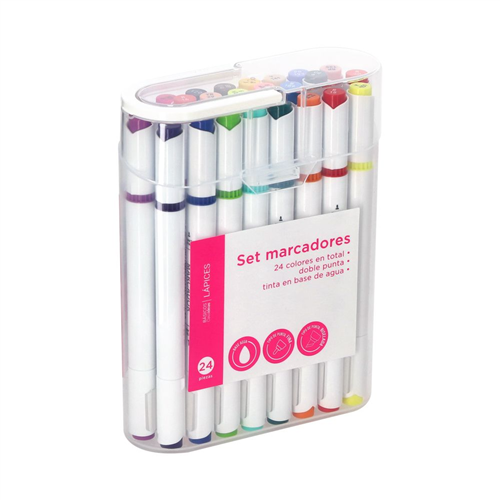 Set 24 marcadores con doble punta