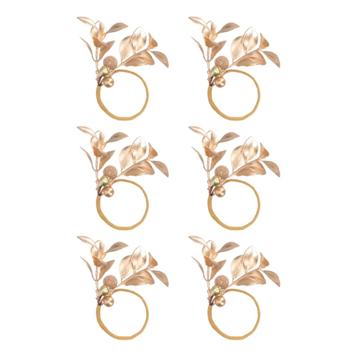 Set 6 Anillos Servilleta Rama Gold
