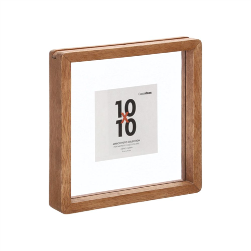 Marco de foto de madera con doble vidrio 20x20 cm