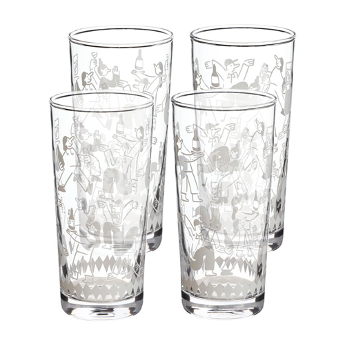 Set 4 vasos de vidrio con diseño 425 ml
