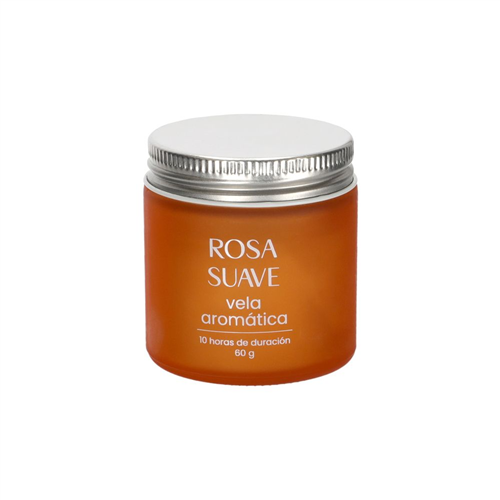 Vela de vidrio con tapa rosa suave