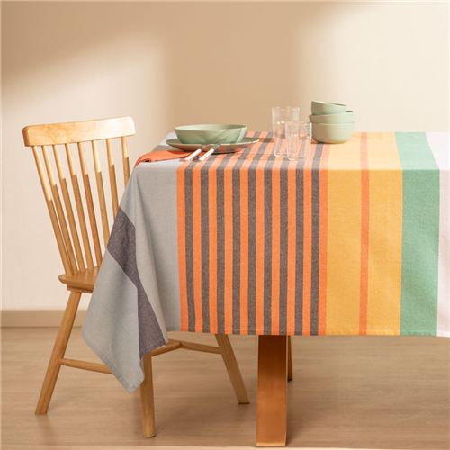 Mantel de algodón tejido con líneas 150x150 cm