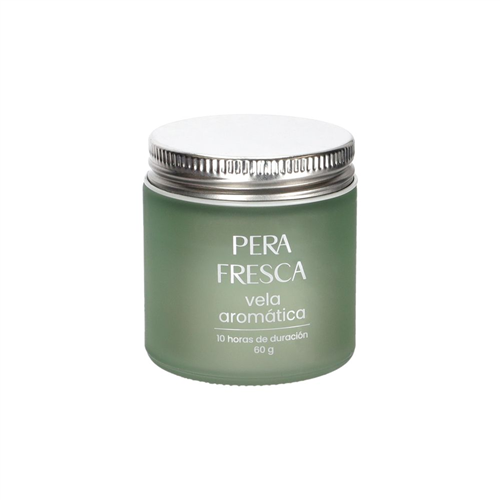 Vela de vidrio con tapa pera fresca