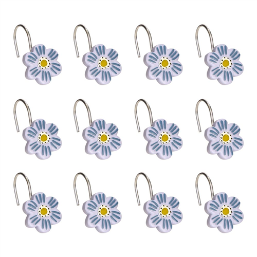 Set 12 ganchos de cortina baño con diseño