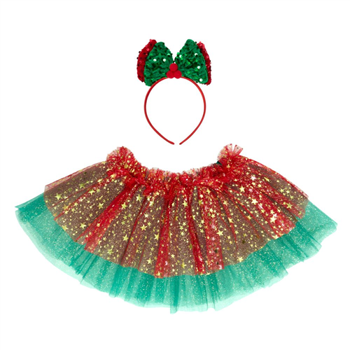 Set Falda Y Diadema Navidad