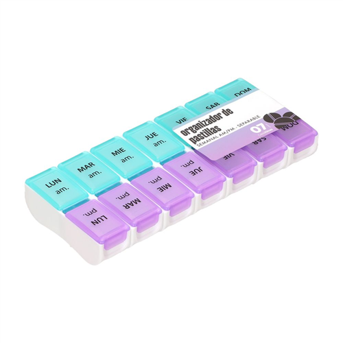 Caja organizadora semanal para pastillas AM/PM