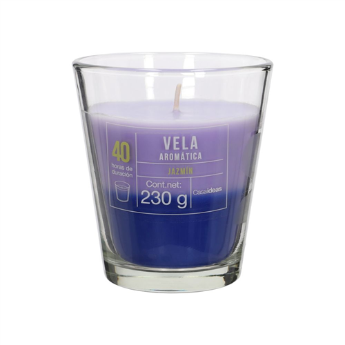 Vela con contenedor de vidrio aroma jazmín 9x10 cm