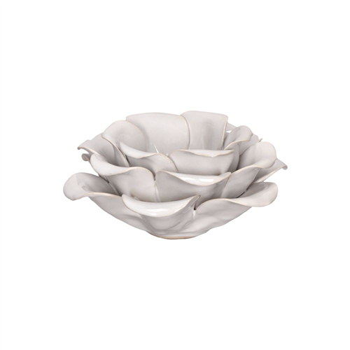 Portavela de cerámica con forma de flor 12.5x5.5 cm