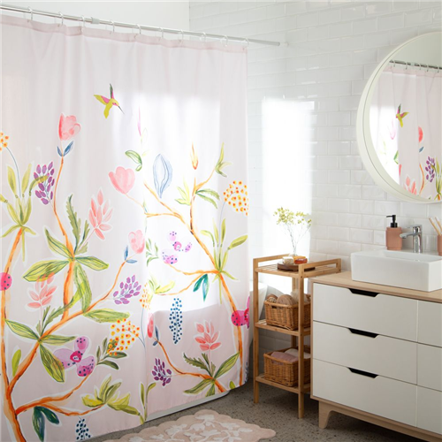 Cortina de baño estampada y bordada 178x180 cm