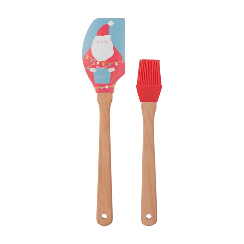 Set de espatula y brocha con diseño navideño
