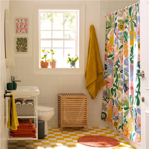 Cortina de baño algodón estampado 180x190 cm