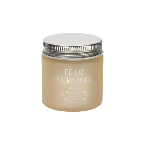 Vela de vidrio con tapa té de durazno