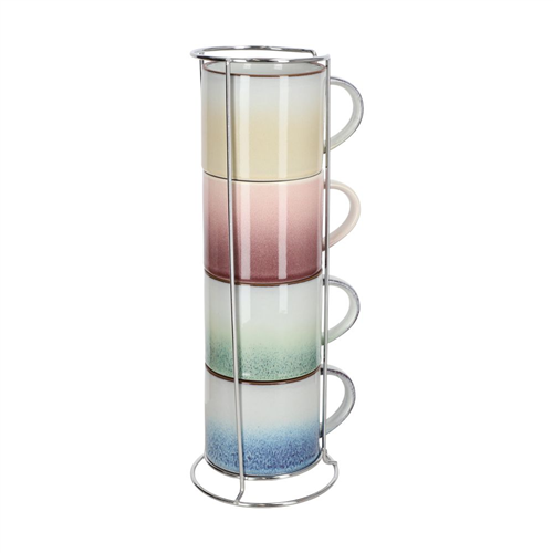 Set de 4 tazas con rack