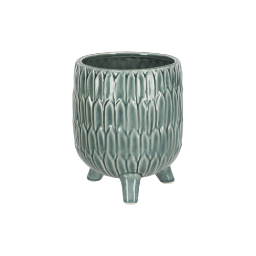 Maceta de cerámica con diseño y patas 13 cm