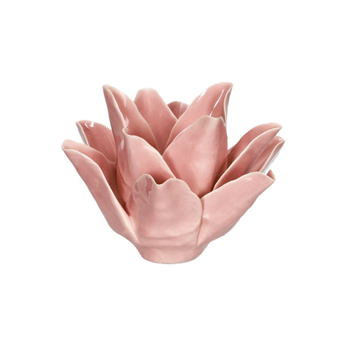Portavela de cerámica con forma de flor 12.5x8.5 cm