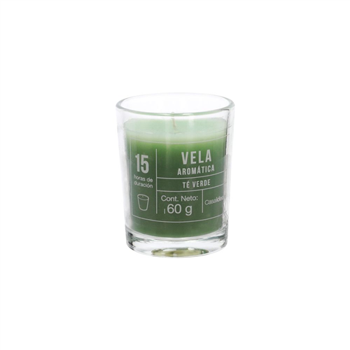 Vela con contenedor de vidrio aroma Té Verde 6.5 x5.6 cm