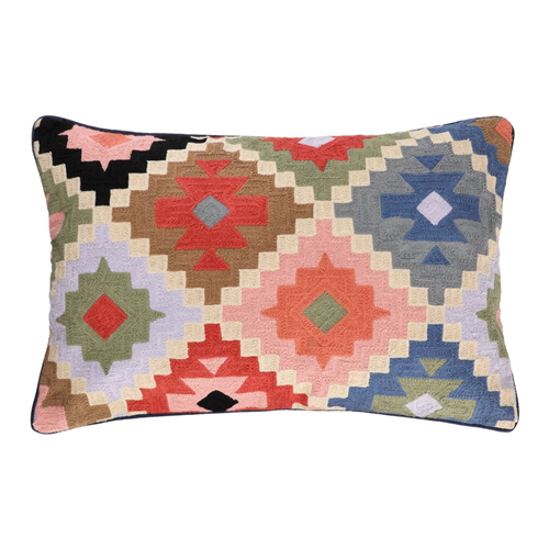 Cojín de algodón con bordado crewel 60x40 cm