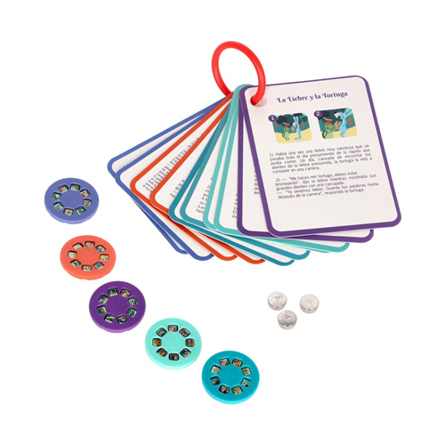 Discos y tarjetas con cuentos