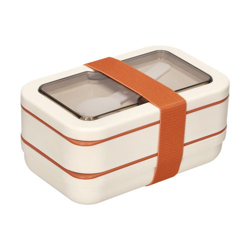 Contenedor de alimentos 2 niveles y cubiertos 900 ml