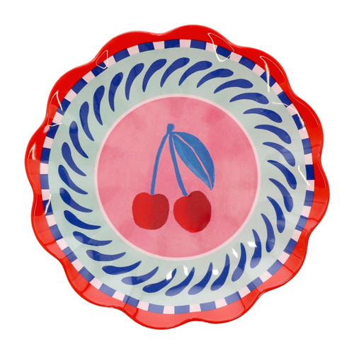 Plato de melamina con diseño y borde 22 cm