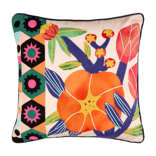 Cojín de algodón bordado con diseño 45x45 cm