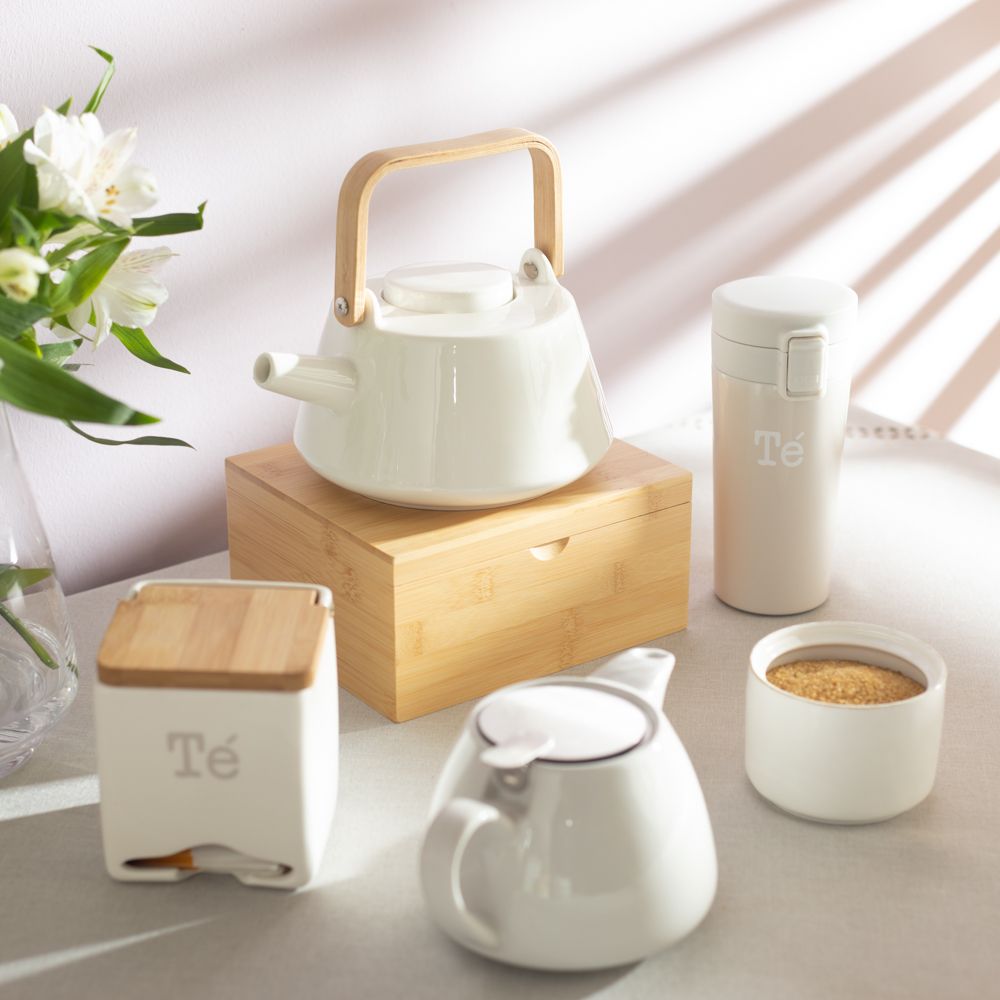 Tetera Cerámica con Mango de Madera 900 ml