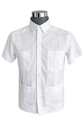 GUAYABERA CUBANA BLANCO CABALLERO CORTA