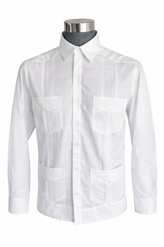 GUAYABERA CUBANA BLANCO CABALLERO LARGA