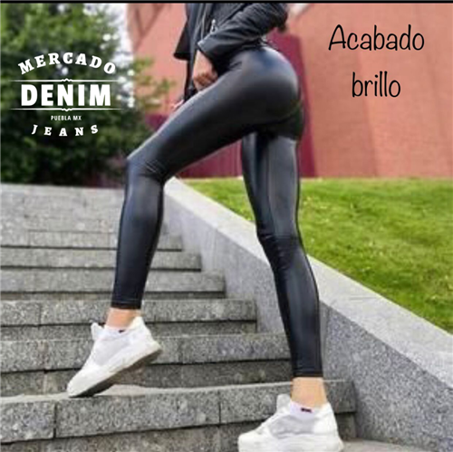Legging negro brillo interior afelpado